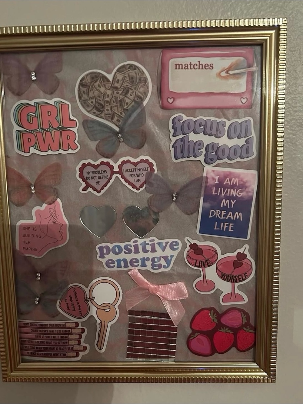 Pink Positive Energy Decorative Wall Frame by manifestation board in artistic